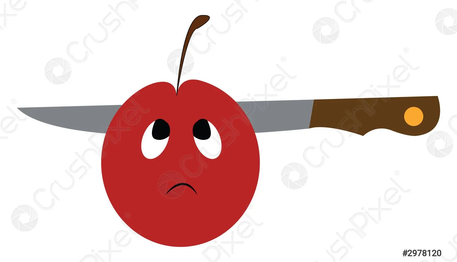 Triste cara manzana vector o color ilustración - vector de stock 2978120 | Crushpixel