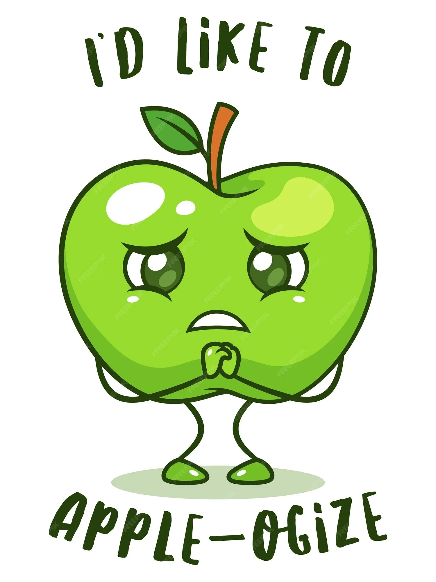 Triste fruta de manzana verde | Vector Premium