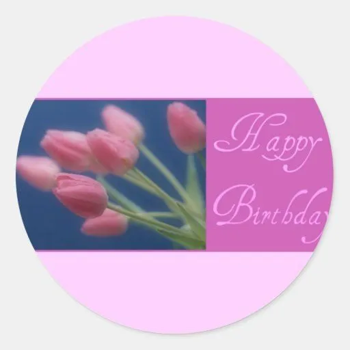 Tulipanes del feliz cumpleaños etiquetas de Zazzle.