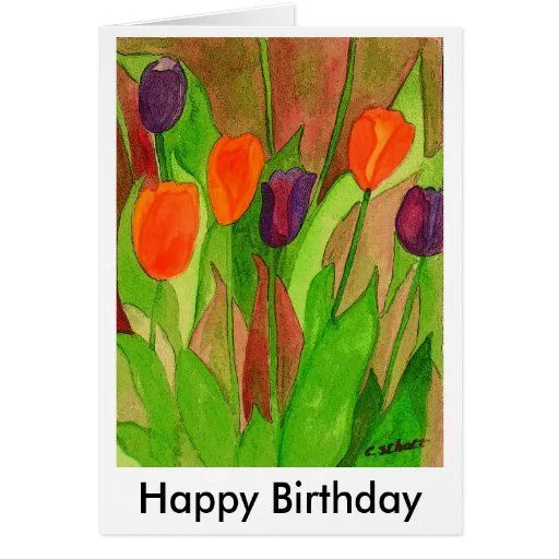 Tulipanes, feliz cumpleaños tarjetón | Zazzle