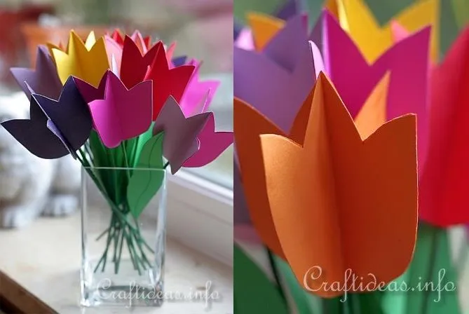 Tulipanes de papel para hacer con niños - Manualidades de papel y ...