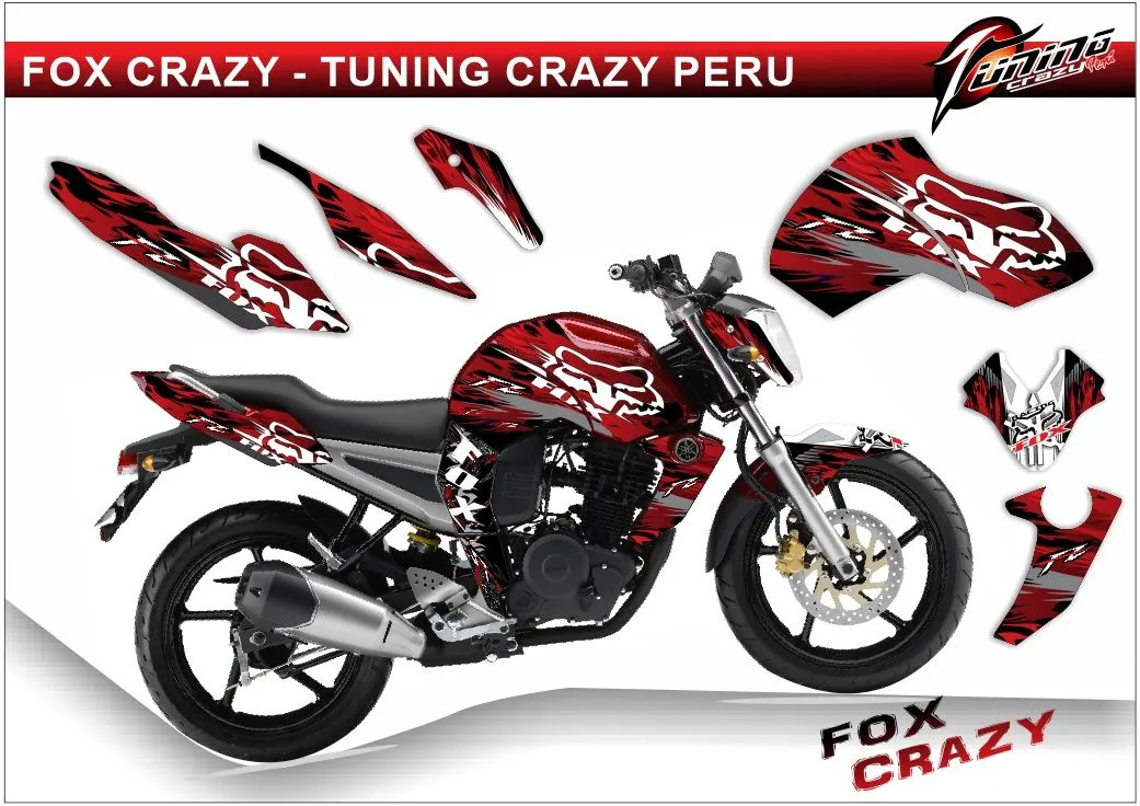 Tuning Motos Yamaha Fz16 Monster Rockstar Fox Stickers Pack Stickers