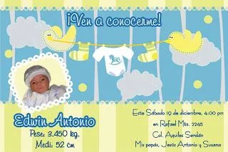 Tutiglobos: Invitación Bienvenida Bebe