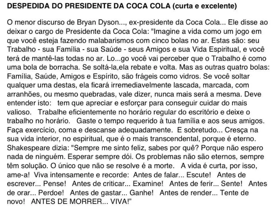 Tutor Executivo: Despedida do Presidente da Coca Cola