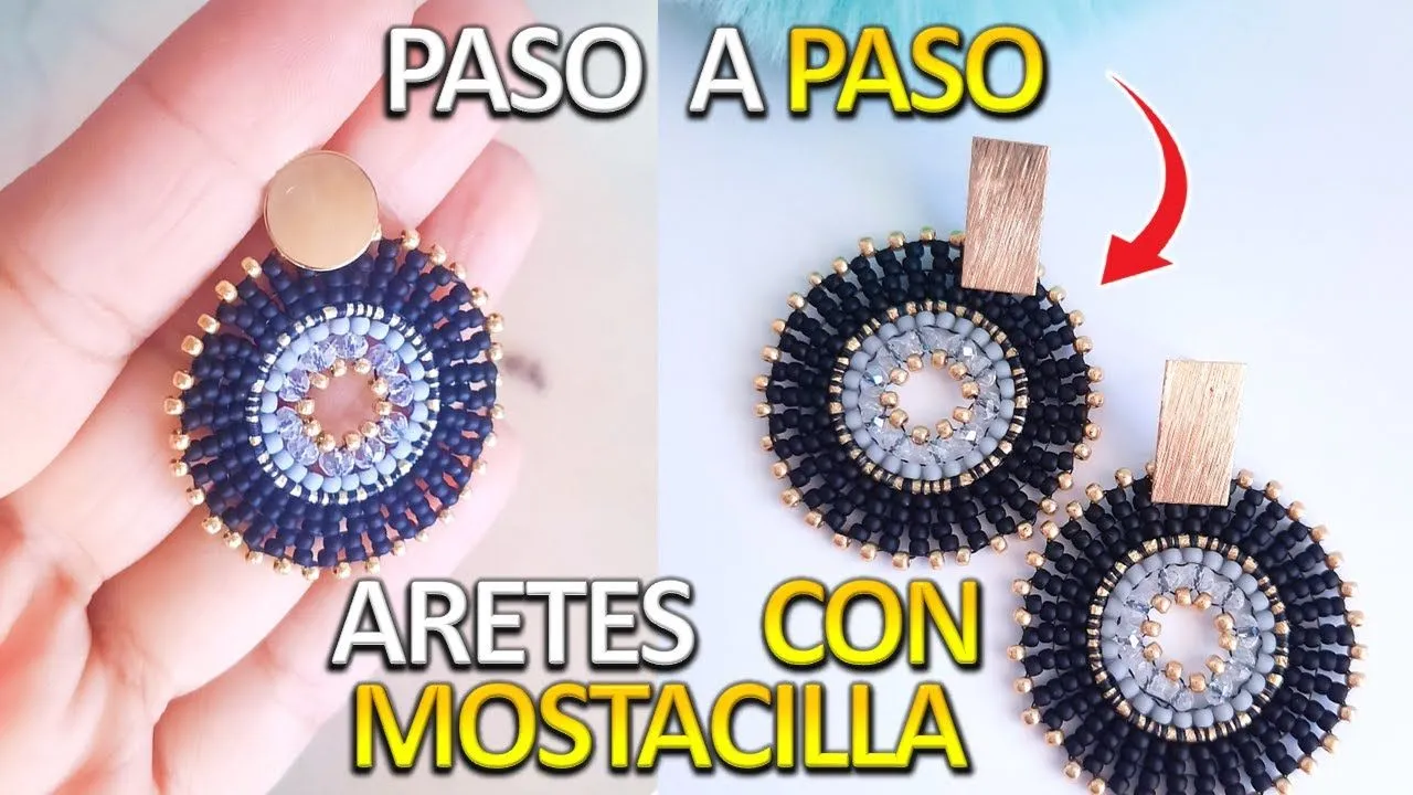 TUTORIAL ARETES CON MOSTACILLA PASO A PASO / ARETES CON CHAQUIRAS FACIL - YouTube