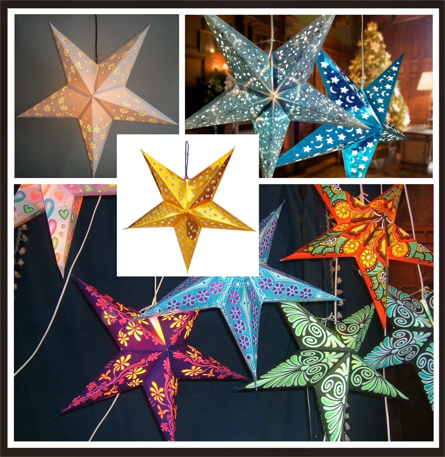 Tutorial de Artesanías: Moldes Lámpara Estrella de papel