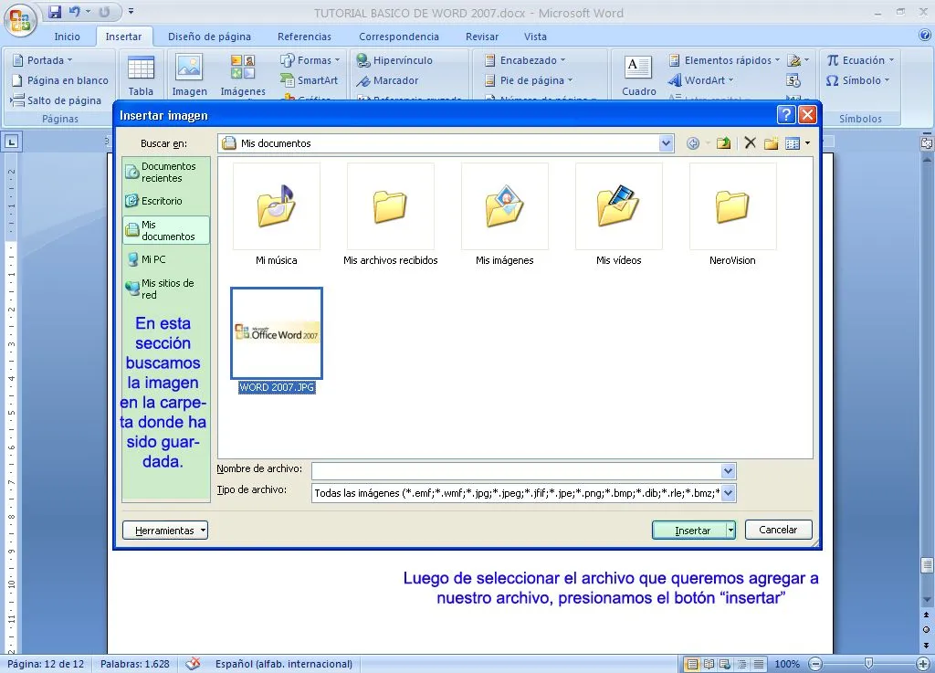 TUTORIAL BASICO WORD 2007: Insertar elementos en Word 2007