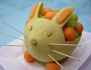 Tutorial para hacer un conejito de melón. Mukimono.|Ideas para ...