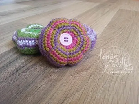 Tutorial Flor Crochet o Ganchillo con Botón Paso a Paso Flower ...