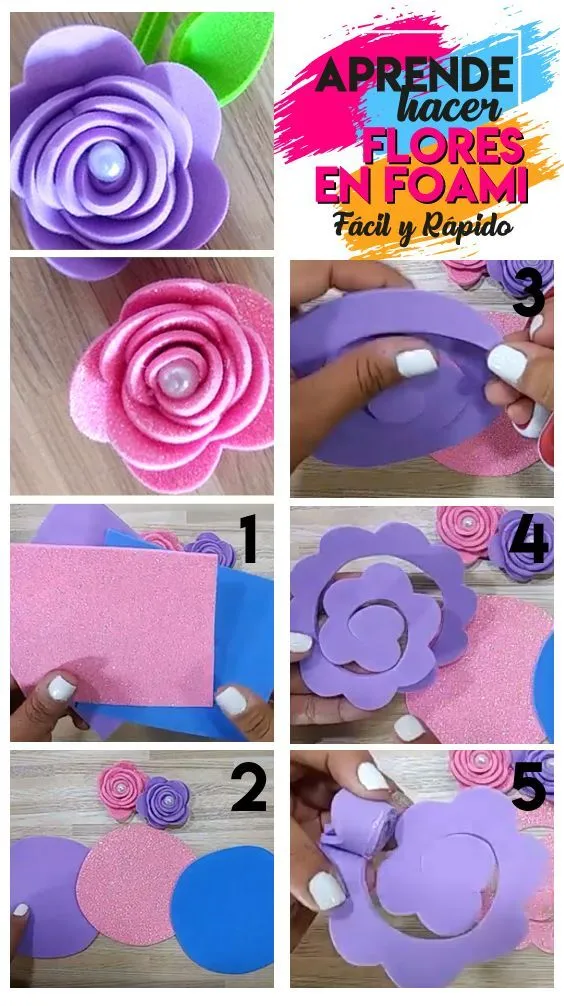 Tutorial Flores en foami | Rosas de foami, Manualidades, Manualidades  fáciles