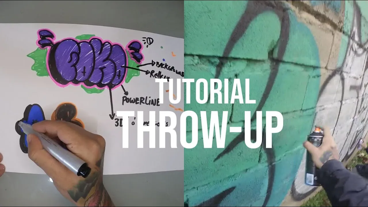 Tutorial de Graffiti | Cómo hacer un Throw up / Tup / bomba de graffiti |  Del papel a la pared. - YouTube