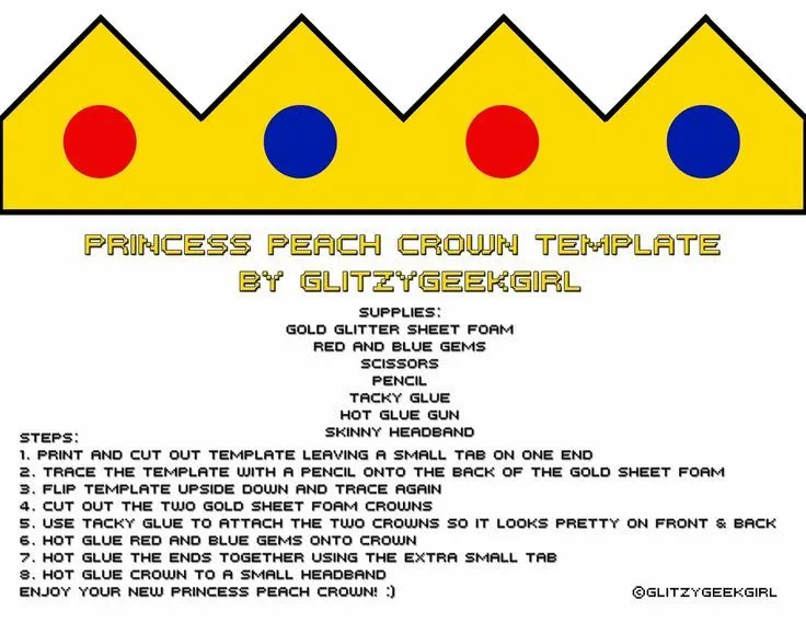 Tutorial: Princess Peach Crown | Princess peach party, Crown template, Princess  peach