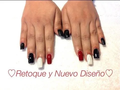 TUTORIAL: Uñas Acrilicas Zig Zag Blanco y Negro ♥ - YouTube