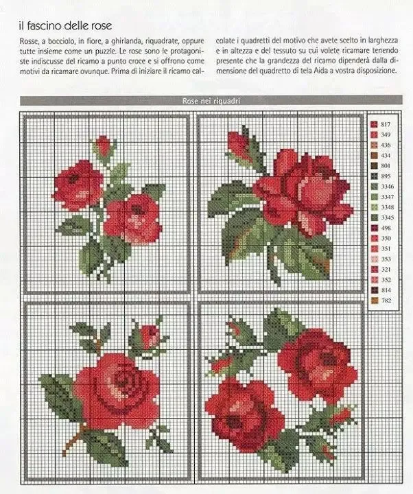 Tutoriales y DIYs: Patrón punto de cruz rosas rojas | BORDADOS ...