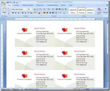 tutoriales en la red: Crea tarjetas de visita o presentación en Word