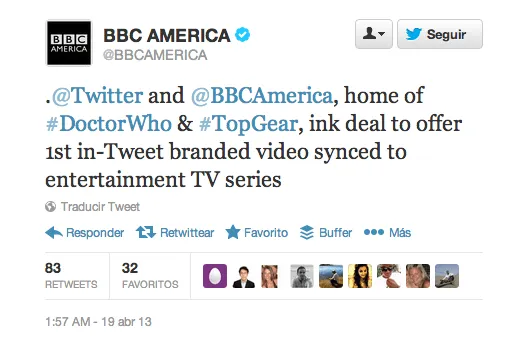 Twitter y BBC America firman un acuerdo para compartir contenidos