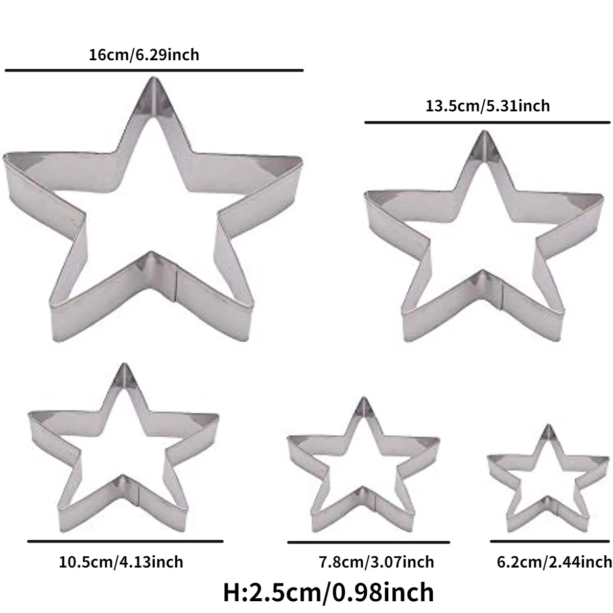 5 Uds Herramienta De Arcilla De Acero Inoxidable Estrella De Cinco Puntas  Molde Para Galletas Pastel De Azúcar Conjunto De Moldes Para Galletas Molde  De Pastelería Árbol De Navidad Tridimensional | Servicio