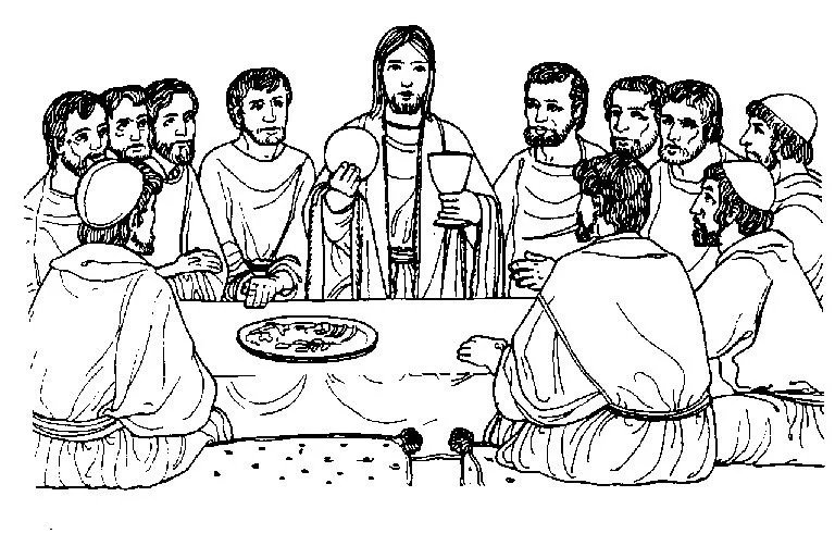 Ultima Cena para colorear ~ Dibujos Cristianos Para Colorear