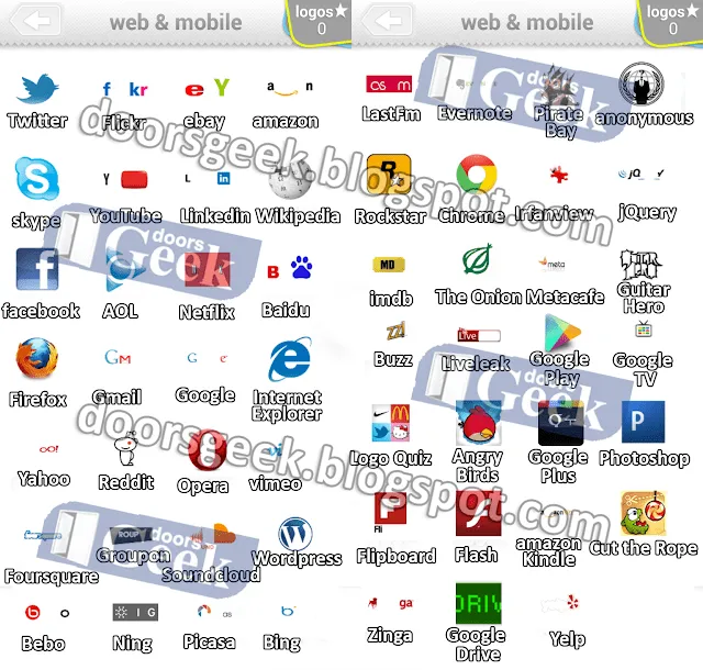 Ultimate Logo Quiz Level 1 - Web & Mobile - Doors Geek