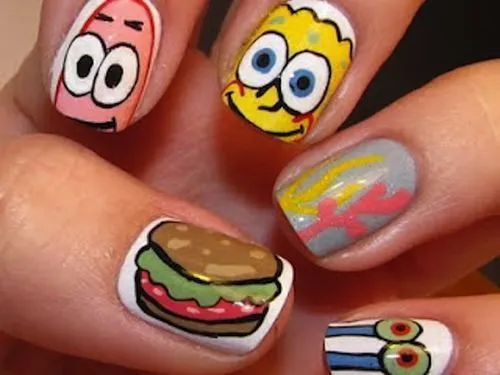 Uñas decoradas con bob esponja | Uñas decoradas | Pinterest