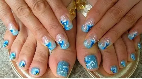 Uñas Decoradas: Uñas Decoradas Manos y Pies Color Azules