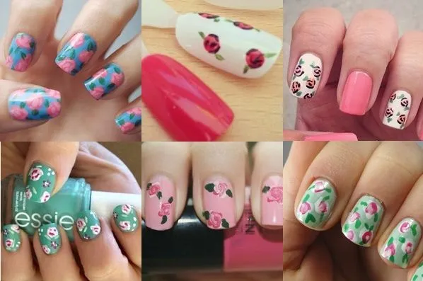 Uñas con rosas - Imagui