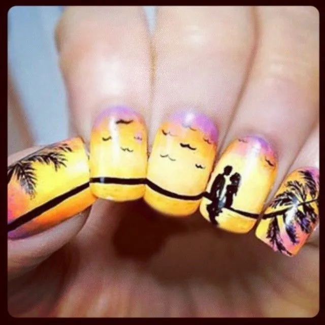 Uñas tropicales: 'Nail art' con atardeceres, mar, tortugas y ...