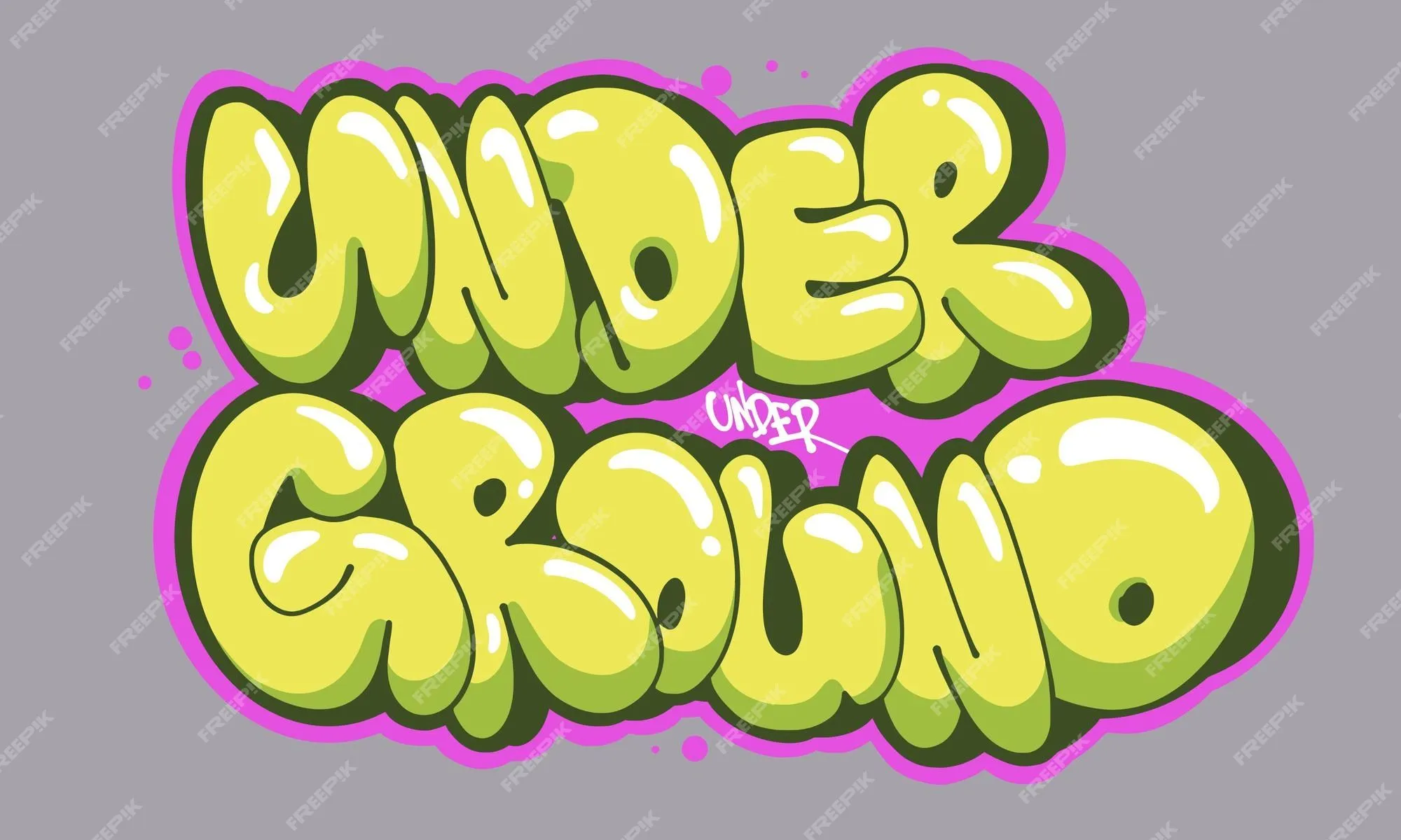 Under ground graffiti bubble estilo letras dibujadas a mano | Vector Premium