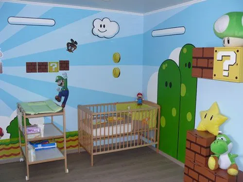 Une chambre de bébé aux couleurs de Mario Bros