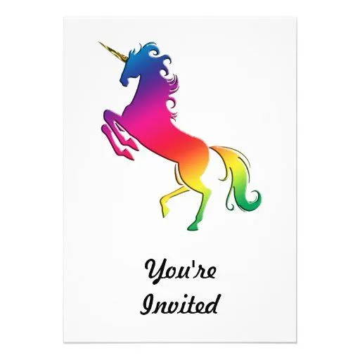 Unicornio del arco iris con el cuerno del oro invitaciones ...