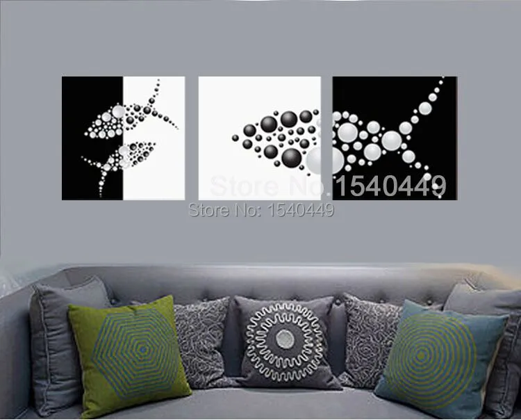 3 unidades pintado a mano negro blanco lona pintura abstracta de ...