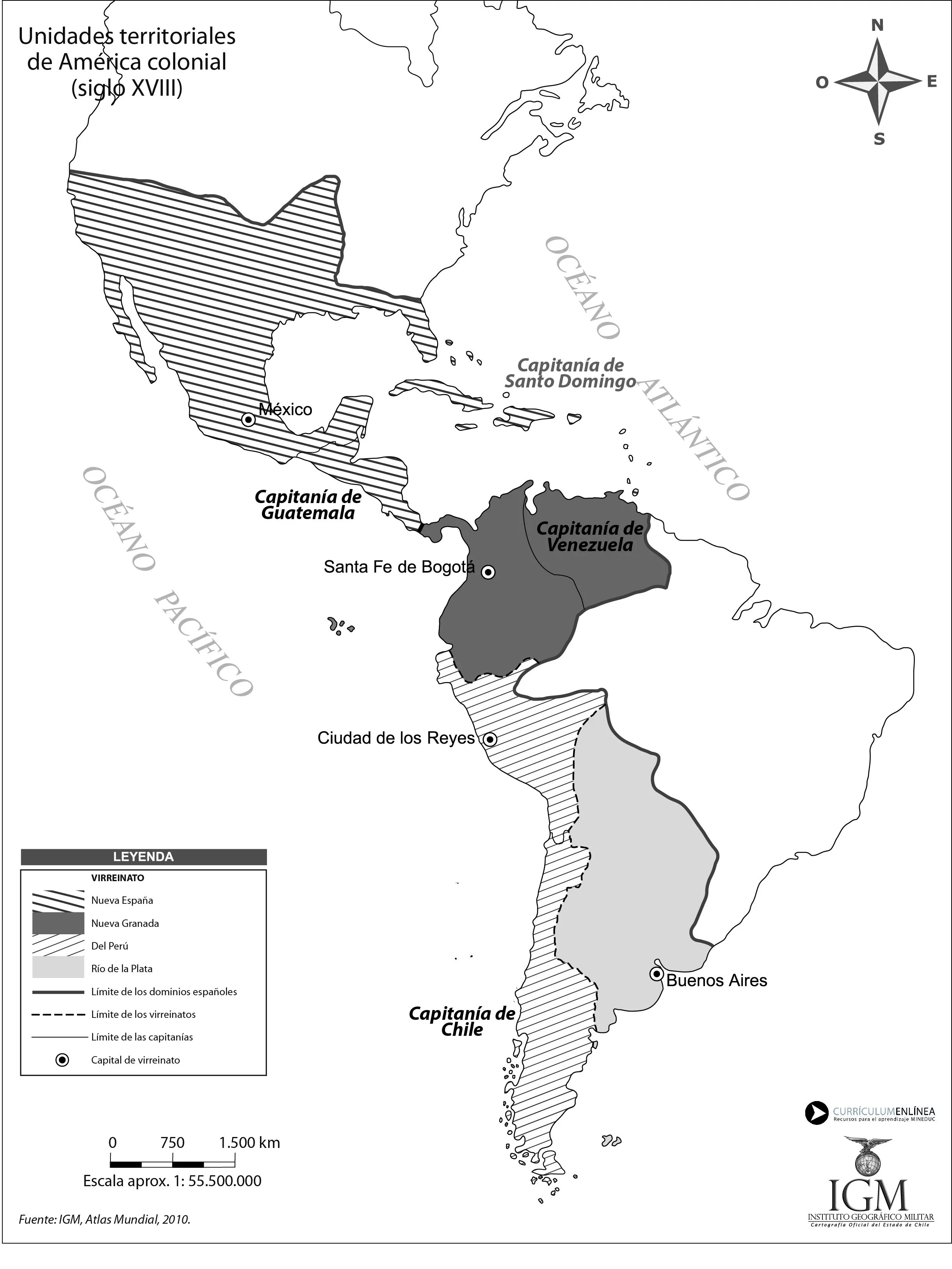 Unidades territoriales de América colonial (siglo XVIII ...