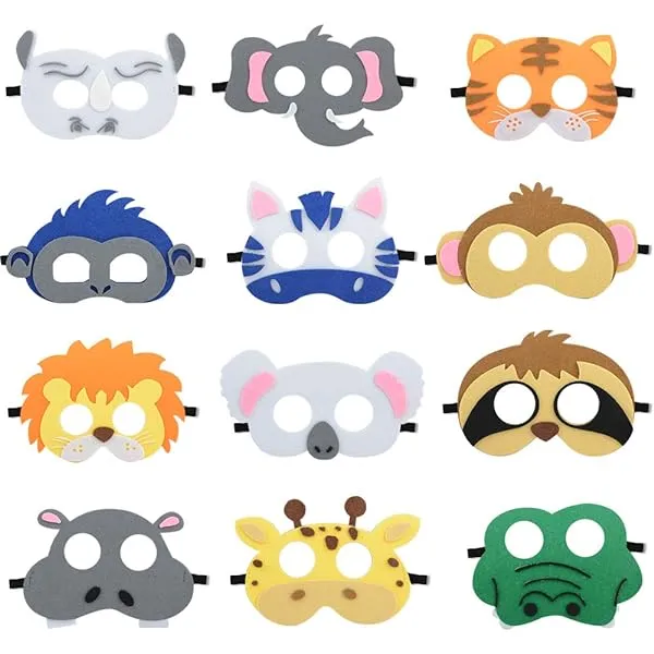 UNIE 12 Pcs Children's Felt Animal Masks Animal Cosplay Camp Themed Party  Favors Supplies for Kids : Amazon.ca: Toys & Games