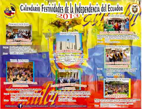 USA: Calendario de Fiestas Patrias Ecuatorianas 2013 en Los Angeles