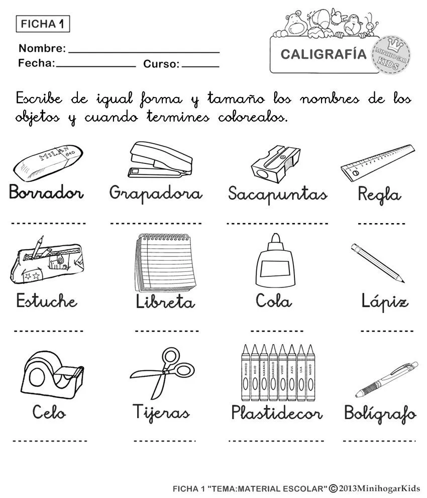 Utiles escolares en ingles - Imagui