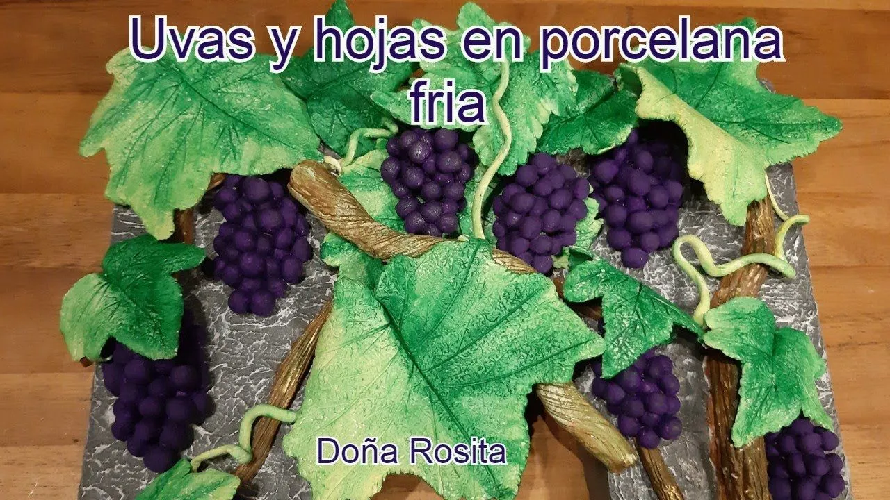 COMO HACER UVAS Y HOJAS DE PARRA CON PORCELANA FRIA O MASA MOLDEADORA /  MANUALIDADES DOÑA ROSITA - YouTube