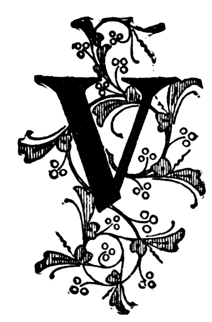 V, Floral initial | ClipArt ETC