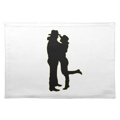 Vaquero y vaquera en silueta del amor mantel individual | Zazzle