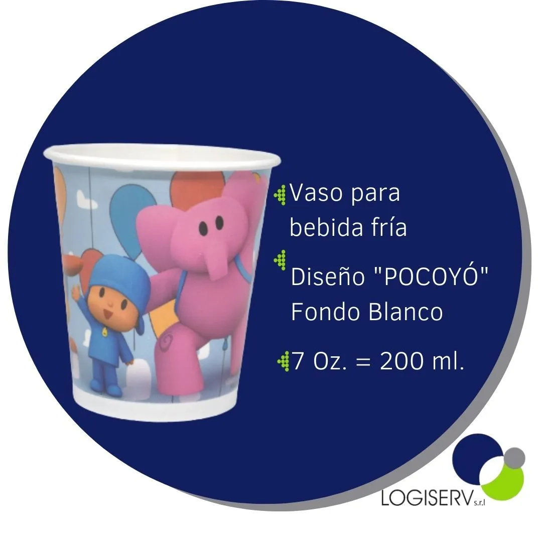 Vaso de Cartón diseño “Pocoyo” - logiserv Bolivia