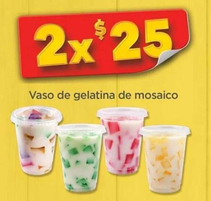 Vaso de gelatina de mosaico x 2 oferta en Bodega Aurrerá