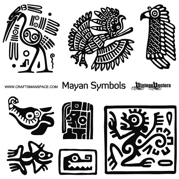 Vector Art: Mayan Animal Symbols and Mayan Male Head Profile ...