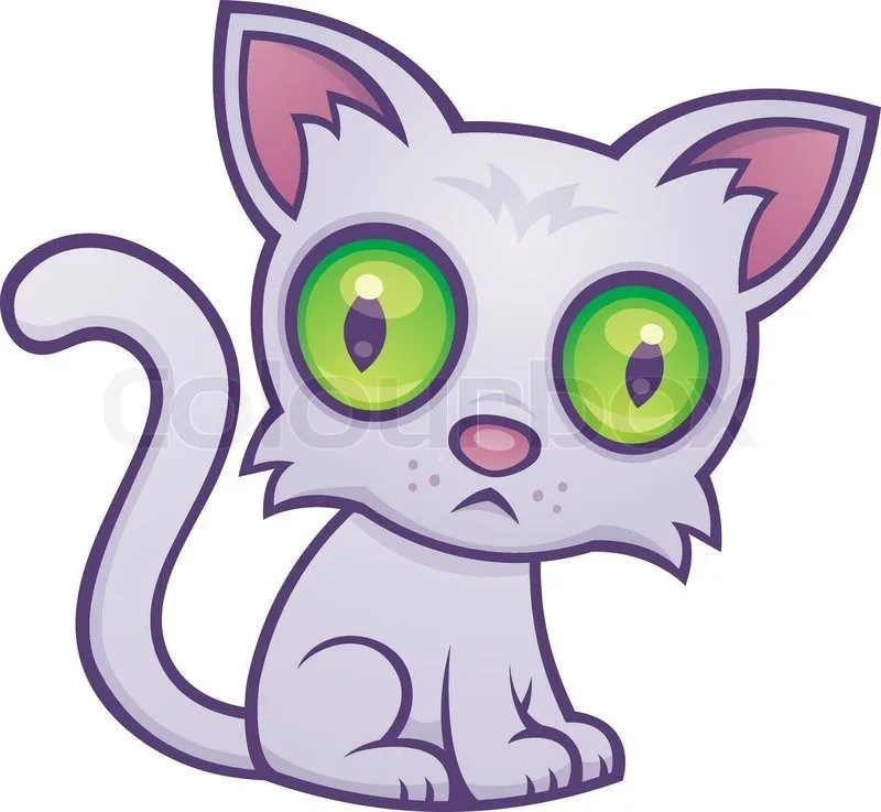 Vector cartoon illustration of a cute kitten with big stock vector