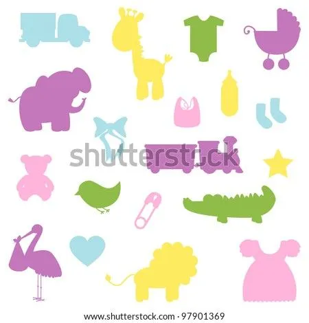 Vector Collection Of Baby Shower Silhouettes - 97901369 : Shutterstock