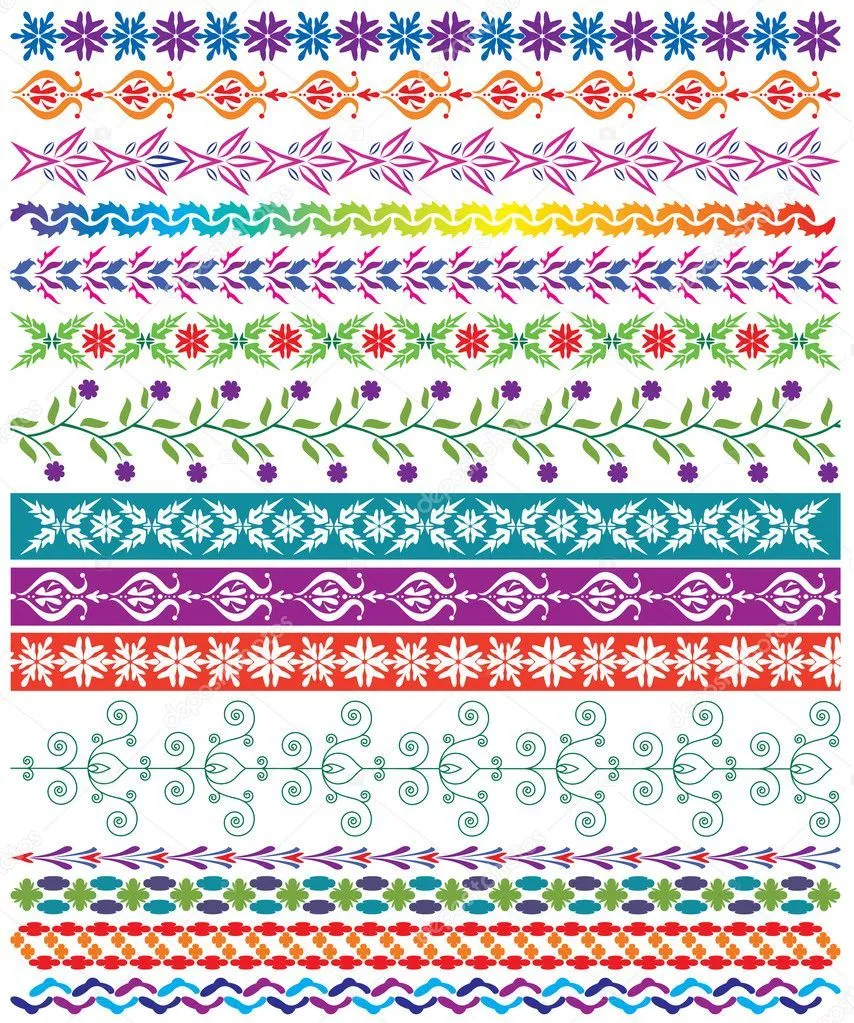 Vector coloridos bordes decorativos — Vector stock © dmstudio #