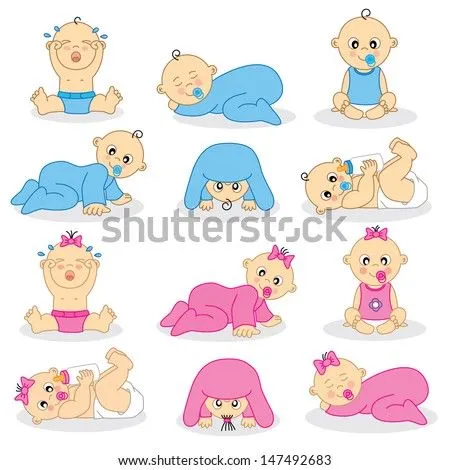 Vector Illustration Of Baby Boys And Baby Girls - 147492683 ...