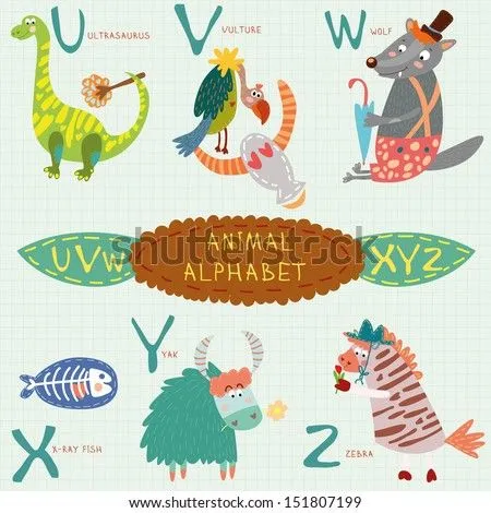 Vector Images, Illustrations and Cliparts: Cute animal alphabet. U ...