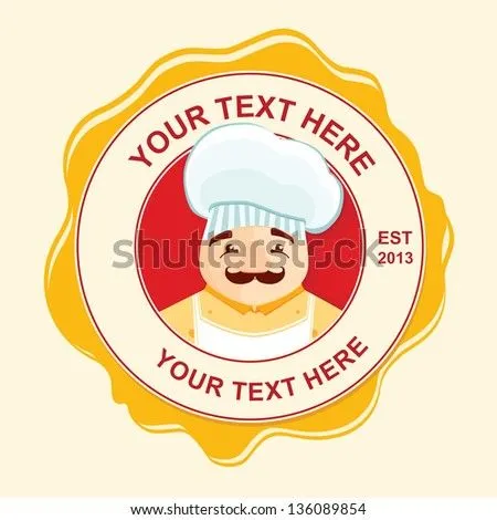 Vector Logo Illustration Of A Kind, Smiling Chef. Cook Is Drawn In ...