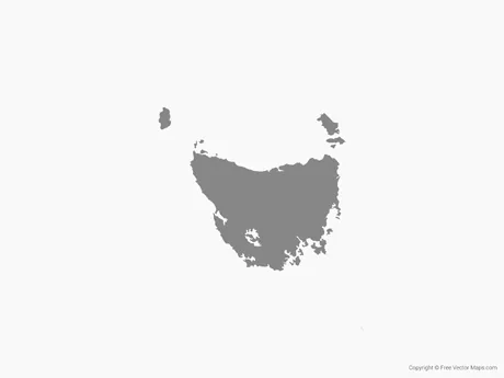 Vector Map of Tasmania - Single Color | Free Vector Maps