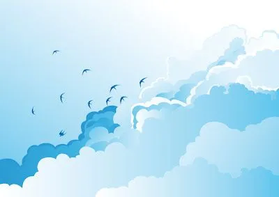 Vector de aves en el cielo (Vector Birds Flying above clouds ...