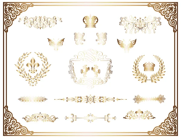 Vector set of gold decorative horizontal floral elements!! — Foto ...